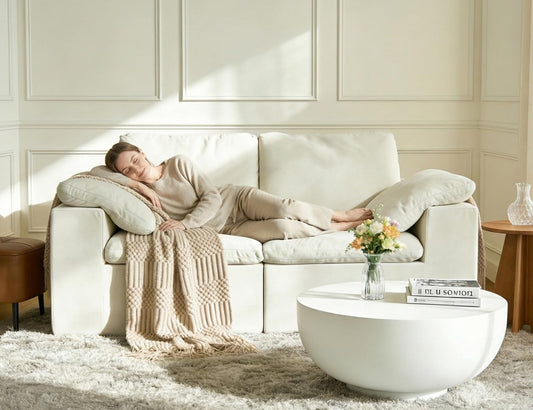 78" Loveseat Sofa, Deep Seats, Cloud Sectional Couches for Living Room, 2 Seater Boneless Couch, Modern Modular Loveseats, No Assembly, Beige | Adjustable Backrest, Premium Chenille, 29.3" Deep Seat