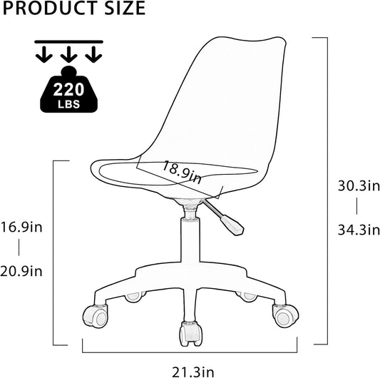 Acrylic Clear Desk Chair Modern Home Office Ghost Chairs with Wheels Cute Armless Rolling Vanity Plastic Chair with Adjustable Height (Clear)