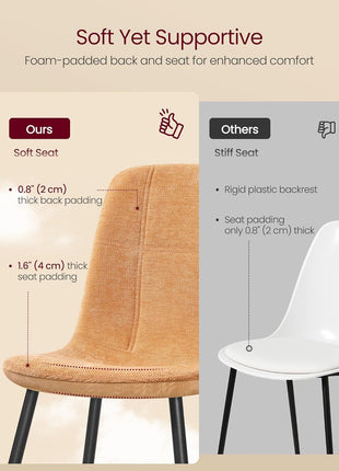 Set of 2 Dining Room Chairs with Metal Frame, Adjustable Feet, and Easy-to-Clean Glacier-Textured Synthetic Leather in Caramel Brown - Ideal for Kitchen Use UKDC187K01