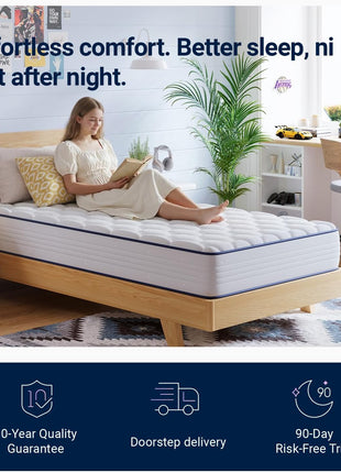 6-Inch Twin Hybrid Mattress - Medium Soft Foam and Spring Combination, Breathable Fabric, Adaptive Support, CertiPUR-US Certified, Perfect for Guest and Children's Bedrooms