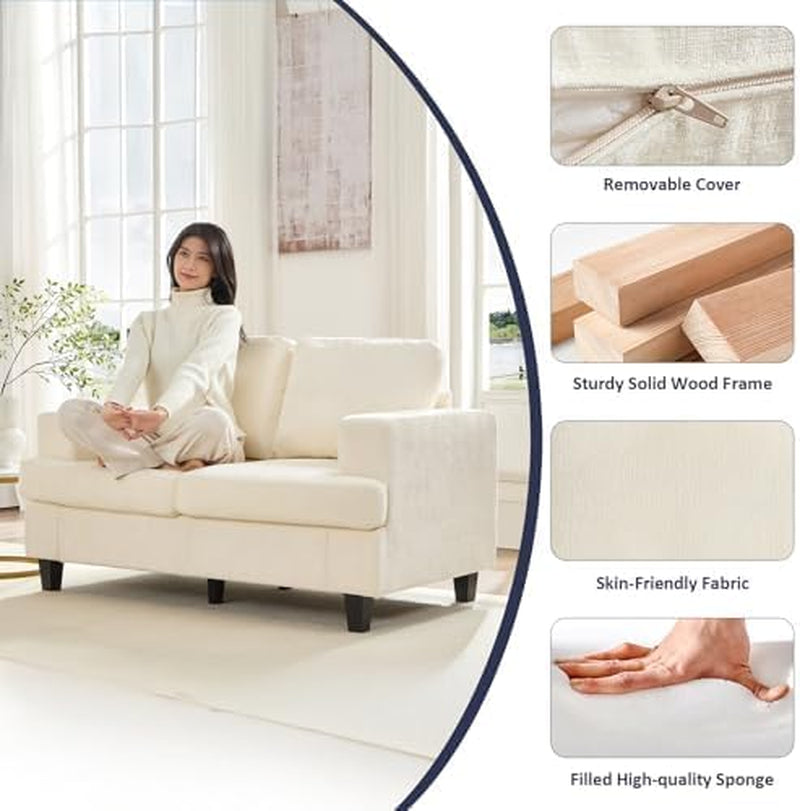 6 Seat Chenille Sectional Sofa Set for Living Room Furniture Set,3 PCS Modern Couch Set,82" Width 3 Seat Couch & Loveseat & Armchair with Solid Wood Legs and Thick Cushion(3+2+1Seat/Beige)