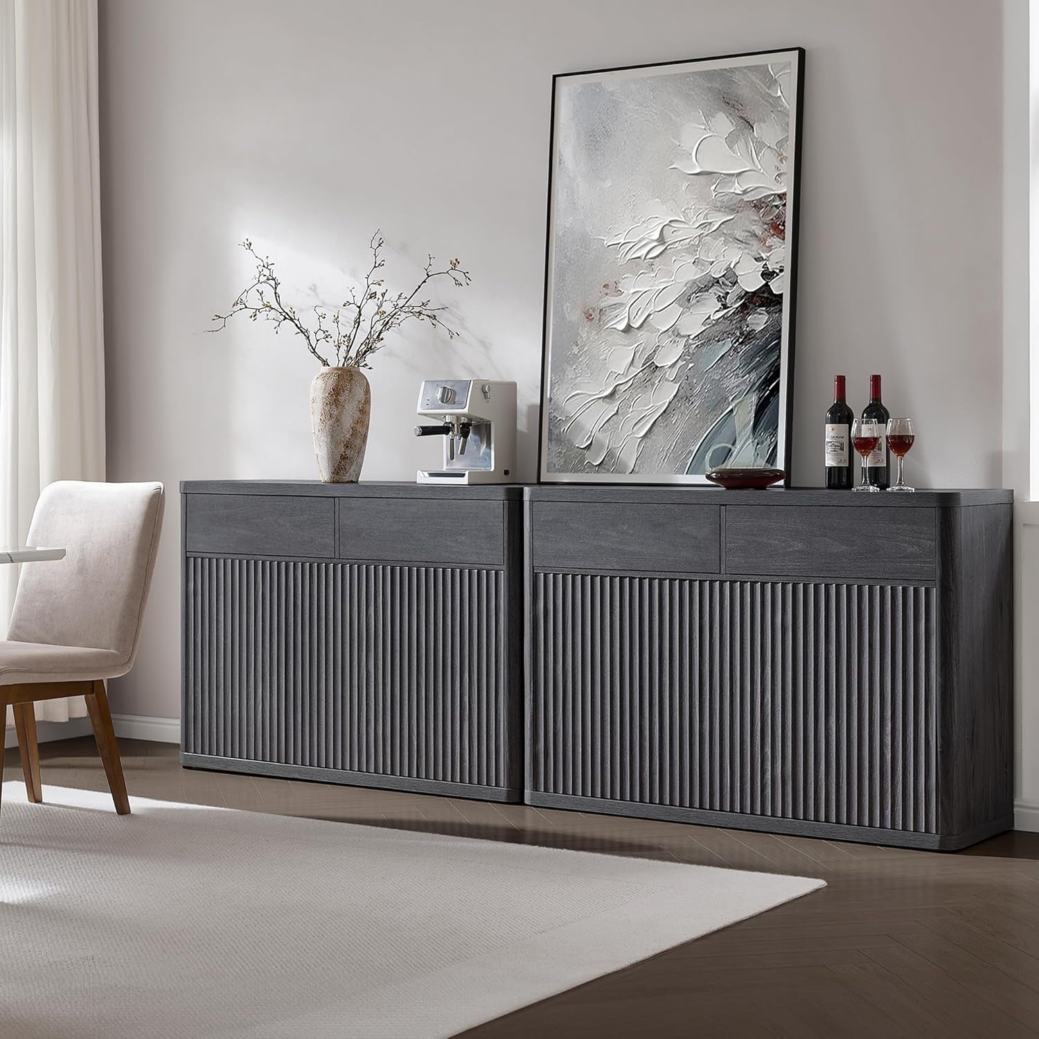 Buffet Cabinet with Storage - Storage Cabinet Sideboard with Doors & Shelves Accent Credenza Buffet Table with 2 Drawer Buffets & Sideboards for Living Room Dining Room Kitchen Entryway Office