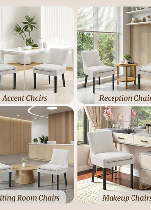 Set of 4 Upholstered Dining Chairs with Mid Back and Wooden Legs, Modern Accent Side Chairs for Living Room and Dining Room - Beige