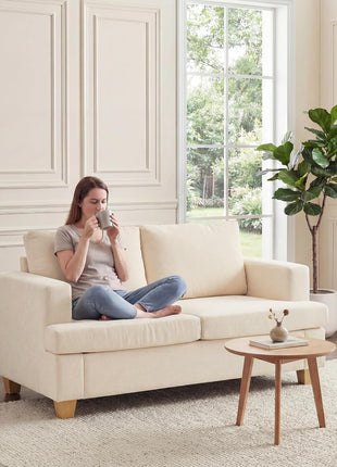 2-Piece Beige Chenille Loveseat and Sofa Set for a Comfortable Living Room Experience, Ideal for Apartments