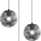 3-Light Black Pendant Light Fixtures Modern Smoke Gray Glass Globe Pendant Lights Kitchen Island Adjustable Hanging Lights Globe Stairwell Lighting Black Chandelier for Dining Room