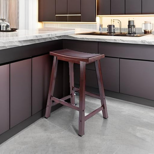Satori Saddle Seat Counter Stool, for Kitchen, 24", Walnut