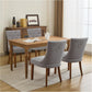 Upholstered Tufted Dining Chairs Set of 2, Fabric Side Dining Room Chairs with Nailhead Back Ring Pull Trim Solid Wood Legs, Grey