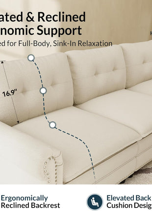 Cozy 3-Piece Modular Sectional Sofa Set in Chic Chenille Beige for Enhanced Living Spaces and Family Gatherings