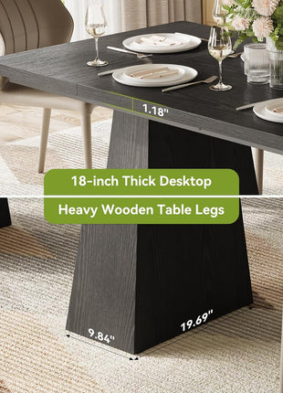 Rectangular Dining Table for 4-6 Individuals, Durable Wooden Design with Reinforced Legs, Contemporary Black Kitchen Furniture