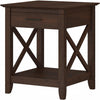 End Table with Drawer, Nightstand with Storage, Living Room and Bedroom Furniture, Key West Collection, Bing Cherry