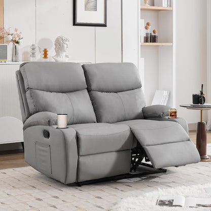 Reclining Loveseat Double Recliner Couch, Anti-Scratch RV 2 Seater Wall Hugger Recliner Chair Set for Living Room, RV, Home Theater(Loveseat, Gray)