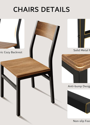 7-Piece Extendable Dining Table Set with 6 Chairs, 63" Solid Metal Frame and MDF Top, Perfect for Compact Spaces, Easy Assembly, Walnut Finish