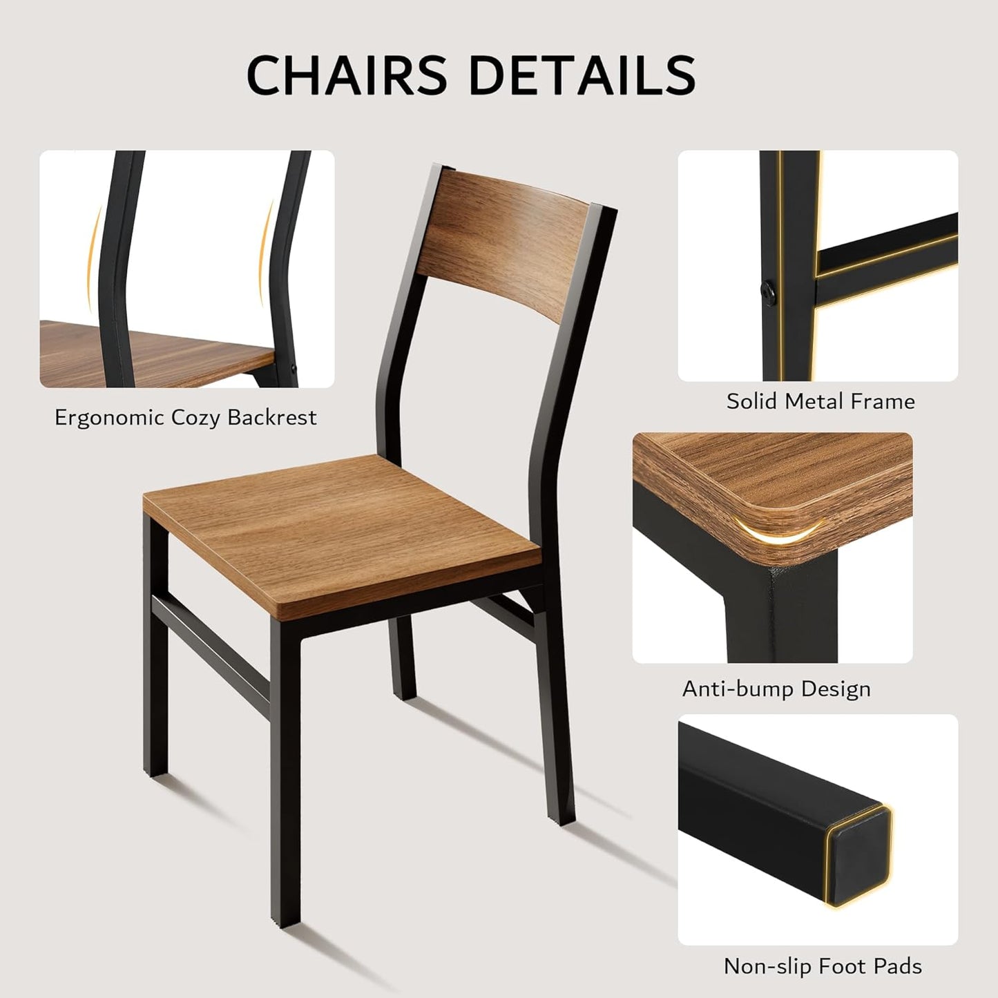 7-Piece Dining Table Set with 6 Chairs, 63" Extendable Kitchen Table & Chairs Set for 4-6, Dining Roomtable with Solid Metal Frame & MDF Board, Perfect for Small Space, Easy Assembly, Walnut