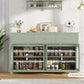 Buffet Cabinet with Storage, 55.1" Large Sideboard Buffet, Farmhouse Kitchen Cabinet with 3 Drawers and 4 Doors, Wood Coffee Bar Table for Kitchen, Green
