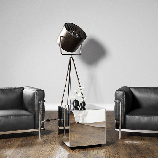 Premium Tempered Glass Side Table - Luxury Nightstand & Bedside Table for Bedroom or Living Room - High Gloss End Table in Mirror Finish - Sleek Cube Design with Fingerprint Resistant Glass