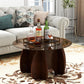 Round Glass Coffee Table Brown Glass Modern Center Tables for Living Room Small Spaces Creative Unique Accent Table Extendable Home Furniture