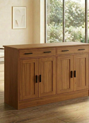 53-Inch Rustic Brown Buffet Cabinet with Ample Storage - Contemporary Kitchen Sideboard Server with 2 Drawers and 4 Doors, Perfect for Dining Room, Living Room, or Hallway