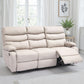 Manual 3 Seat Reclining Sofa Leather 3-Seater Manual Reclining Couch with Overstuffed Arms 3 Seater Couch Recliner Hidden Storage for for Living Room RV Home Theater Apartment Beige