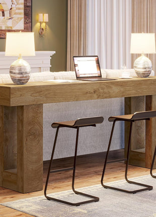 63-Inch Rectangular Wooden Console Table for Living Room, Entryway, and Hallway in Natural Finish