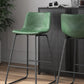 Bar Stools Set of 3, 26 Inches Counter Height Bar Stools with Back, Modern Faux Leather Barstools with Metal Legs and Footrest, Bar Chairs for Kitchens Island (Green)