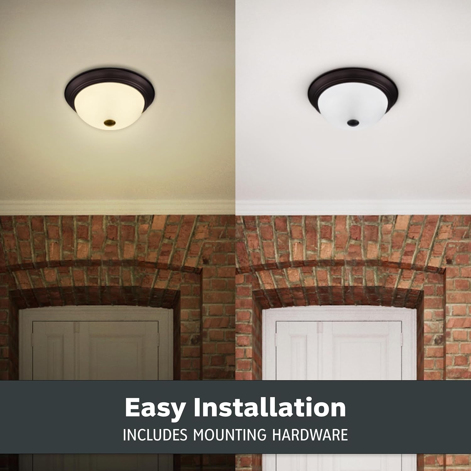 Reedley 3-Lights Flush Mount Ceiling Light, 15 Inch Lighting Fixture for Kitchen, Bedroom, Bathroom, and Hallway, Oil Rubbed Bronze with Etched Glass, 1257L-ORB-W