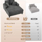 64" Chaise Lounge Chair Indoor, Oversized Sleeper Chair with Wood Frame, Upholstered Sofa Bed for Living Room, Movie Room, Bedroom with 4 Storage Pockets&2 Cup Holders(Plush Corduroy, Grey)