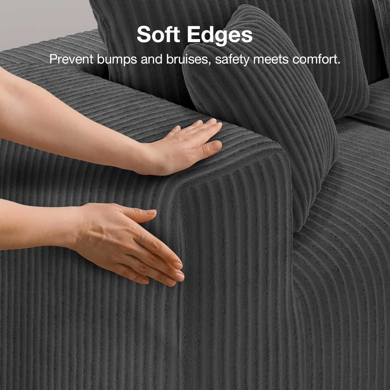 141" Modular Sectional Sofa, Modern Cloud Sectional Couch with Smarts Coil® Support, L-Shape Boneless Couch for Living Room Apartments, No Assembly Required, Dark Gray (6 Seater Standard)