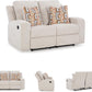 Danum Modern Tufted Manual Reclining Loveseat with 2 Accent Pillows, Beige