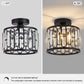 Crystal Ceiling Light, Semi Flush Mount Modern Black Ceiling Light Fixture, Crystal Chandelier, for Bathroom Hallway, Kitchen, Entryway, Bedroom, Laundry Room, Porch 1 Light E26
