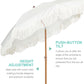 Boho Fringe Umbrella Outdoor Patio, 6.5Ft UPF50+ Picnic Umbrella with Tassels with Steel Pole and Push Button Tilt, Antique White