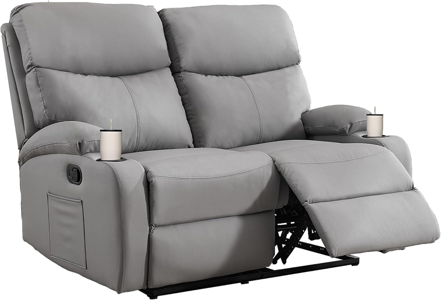 Reclining Loveseat Double Recliner Couch, Anti-Scratch RV 2 Seater Wall Hugger Recliner Chair Set for Living Room, RV, Home Theater(Loveseat, Gray)