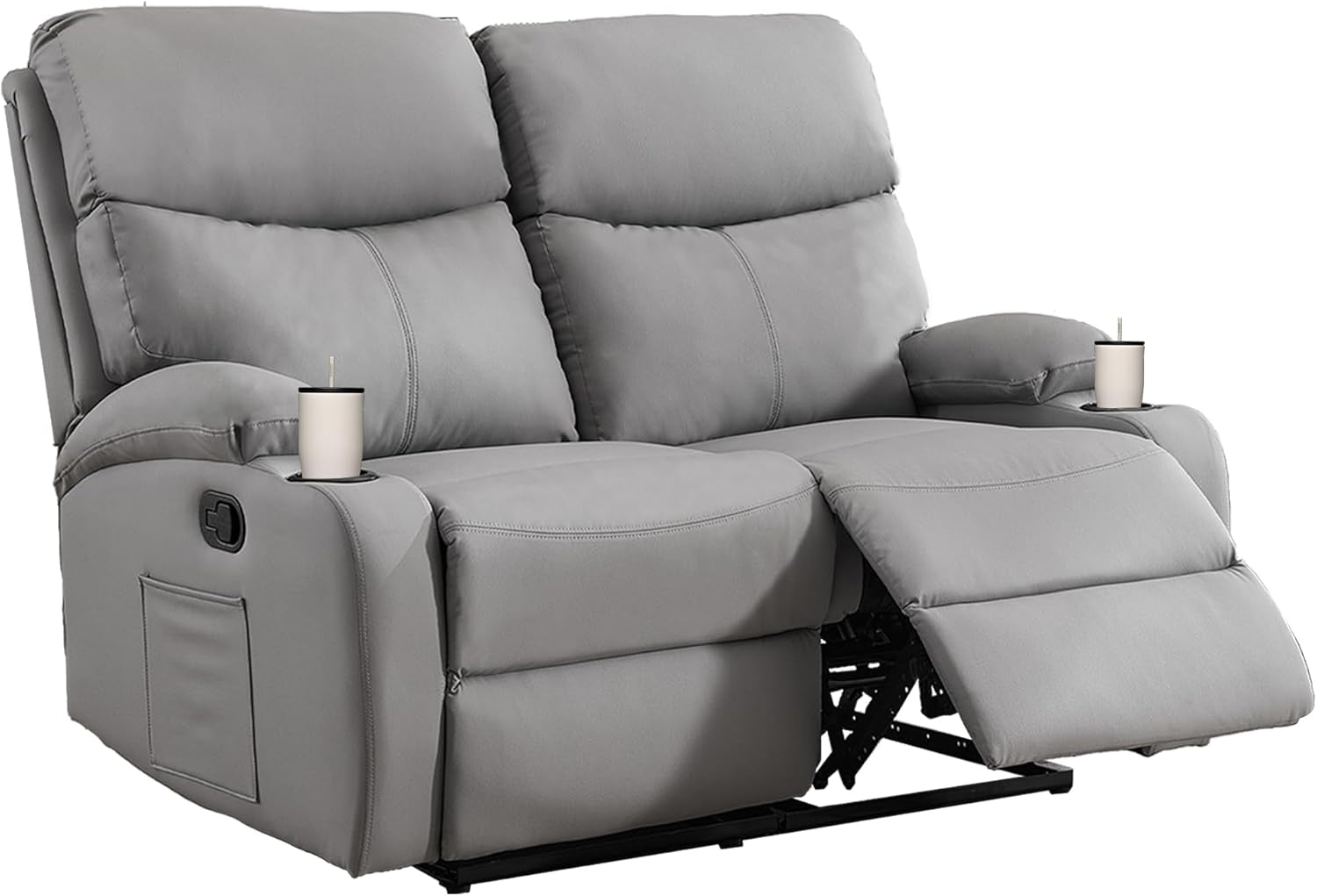 Reclining Loveseat Double Recliner Couch, Anti-Scratch RV 2 Seater Wall Hugger Recliner Chair Set for Living Room, RV, Home Theater(Loveseat, Gray)
