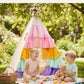 Teepee Tent for Kids, Toddler Teepee with Star Lights & Rainbow Tulle, Girls Princess Play Tent, Foldable Kids Teepee Tent for inside Playhouse Kid Toy Gift