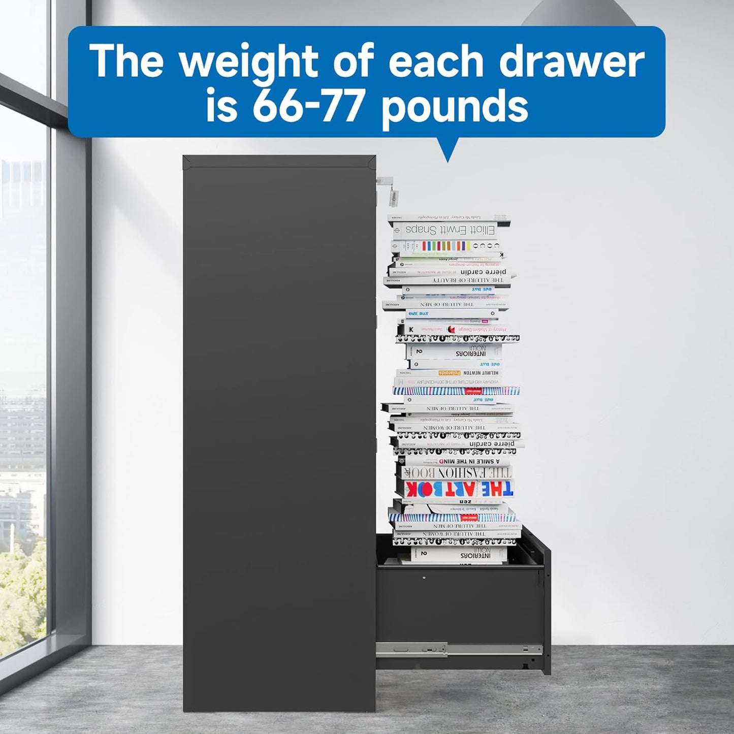 4 Drawer Filing Cabinet with Lock Metal Lateral File Cabinet Office Home Steel Lateral File Cabinet for A4 Legal/Letter Size Wide Metal Cabinet Locked,Assembly Required (4 Drawer, Black)