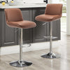 Bar Stools,Modern Upholstered Swivel Stool with Back for Bar and Counter Height, Adjustable Height 24" to 34",Set of 2,PU in Brown