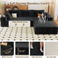 96" Modular Sectional Couch, Boneless L Shaped Cloud Sofa with Chaise Lounge, Corduroy Upholstered Couches Memory Foam Deep Seat, No Assembly Required, Ideal for Living Room(Black, Right Facing)