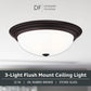 Reedley 3-Lights Flush Mount Ceiling Light, 15 Inch Lighting Fixture for Kitchen, Bedroom, Bathroom, and Hallway, Oil Rubbed Bronze with Etched Glass, 1257L-ORB-W