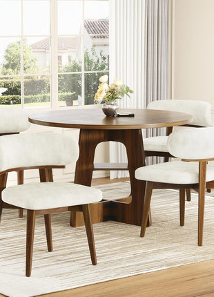 Set of 4 Contemporary Upholstered Dining Chairs with Ergonomic Curved Backrest and Wooden Frame for Dining Room