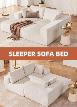 108-Inch Modular Sectional Sofa in Beige with Left-Facing Chaise, Deep-Seated Modern L-Shaped Upholstered Couch for Living Room or Bedroom