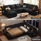 108 Inch Modular Sectional Sofa with Pull Out Bed, U Shaped 7 Seat Sectional Sleeper Sofa with Storage, Sectional Couches for Living Room,Cloud Modular Couch, Removable Sofa Cover, Black