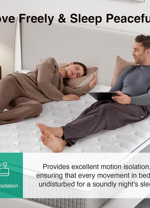 12-Inch King Hybrid Mattress Featuring Silky Cool Fabric, Gel Memory Foam, and Pocketed Coils for Superior Motion Isolation and Comfort - CertiPUR-US Certified, Conveniently Delivered in a Box