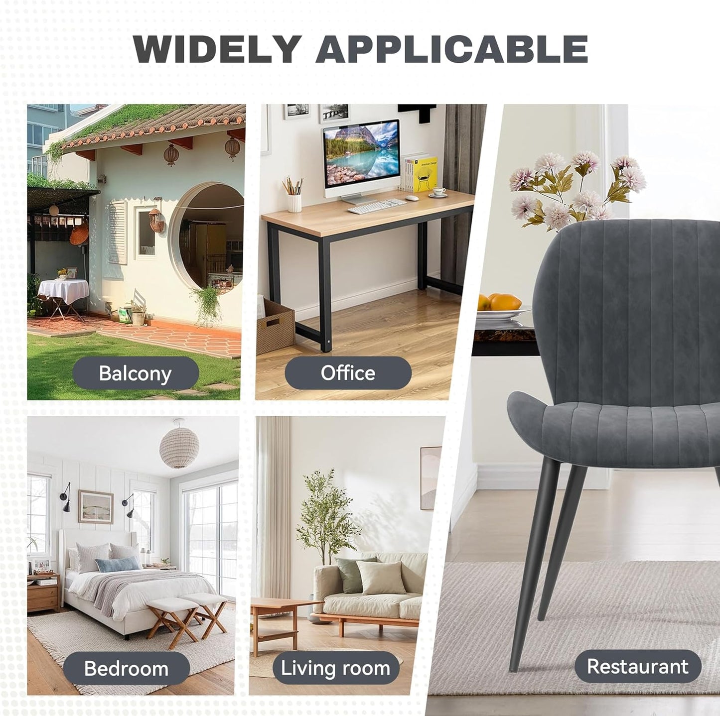 Dining Chairs Set of 4 Modern Velvet Dining Room Chairs Upholstered Dining Chairs with Thick Cushions Metal Legs Armless Back Chair for Kitchen and Living Room Dark Gray