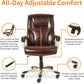 Executive High Back Office Desk Chair, Adjustable Height, Tilt, Swivel, One Size, Brown/Gold
