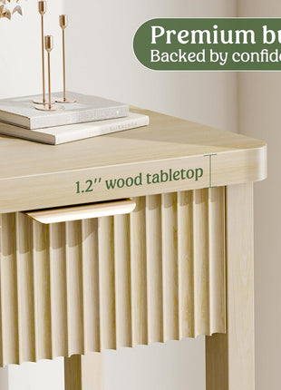 51-Inch Fluted Console Table with Three Wooden Drawers for Entryway, Living Room, Hallway, and Foyer