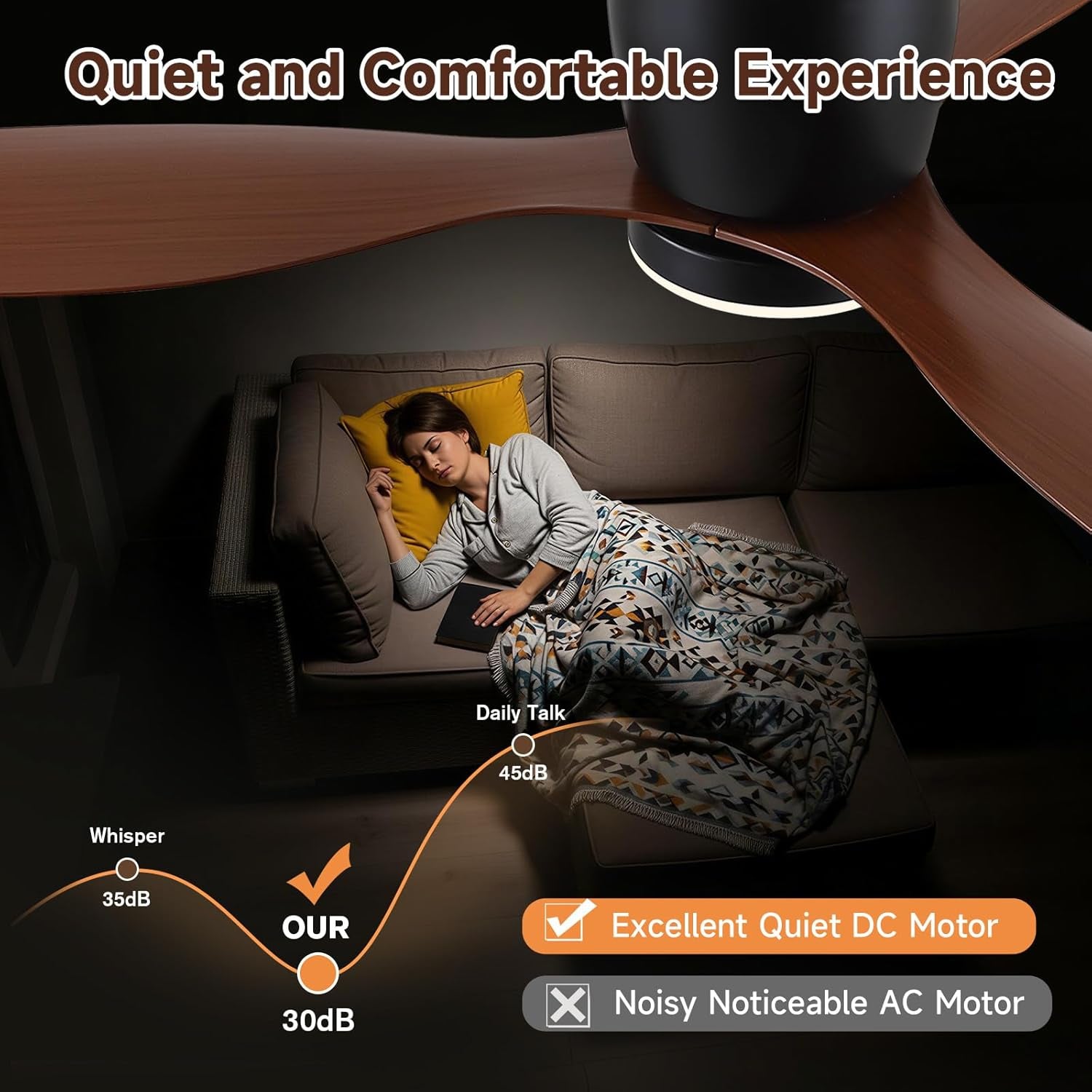 Low-Profile Ceiling Fan with Light - 52 Inch Flush Mount Modern Ceiling Fans with Remote Control/App, Dimmable 3CCT, 35W DC Motor, for Indoor Bedroom Living Room