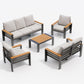 Aluminum Outdoor Patio Furniture Set, 7 Seats Outdoor Sectional with Coffee Table, Patio Conversation Sets with Upgraded Armrests and Cushions for Backyard, Garden and Poolside