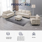 3PCS Sectional Sofa Set W/Ottoman,Modern Linen 6 Seater Couch Set with Movable Storage Ottoman & Side Pockets,3 Seat L Shaped Couch Loveseat and Armchair Living Room Furniture(3+2+1Seat/Beige)