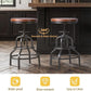 Vintage Industrial Bar Stool-Rustic Swivel Barstools-Round Wood Metal Base-Kitchen Counter Height Adjustable Pipe Stool-Cast Steel Chairs 20-27 Inch (Set of 2)