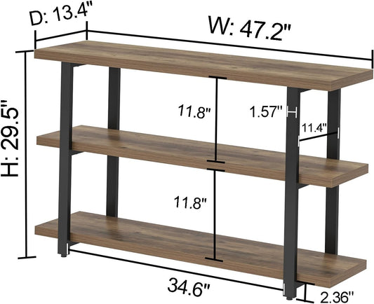 Console Tables for Entryway, Modern Sofa Table with Storage Shelves for Living Room, Hallway, Entrance, or behind Couch, Rustic Oak, 47 Inch