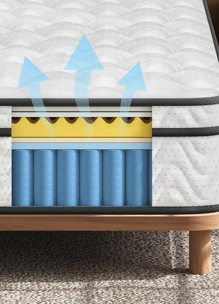 10-Inch Twin XL Hybrid Mattress - Ergonomic Design with Memory Foam and Pocket Springs, Fiberglass-Free for Enhanced Cooling and Pressure Relief, Medium Firm Feel (39" x 80")